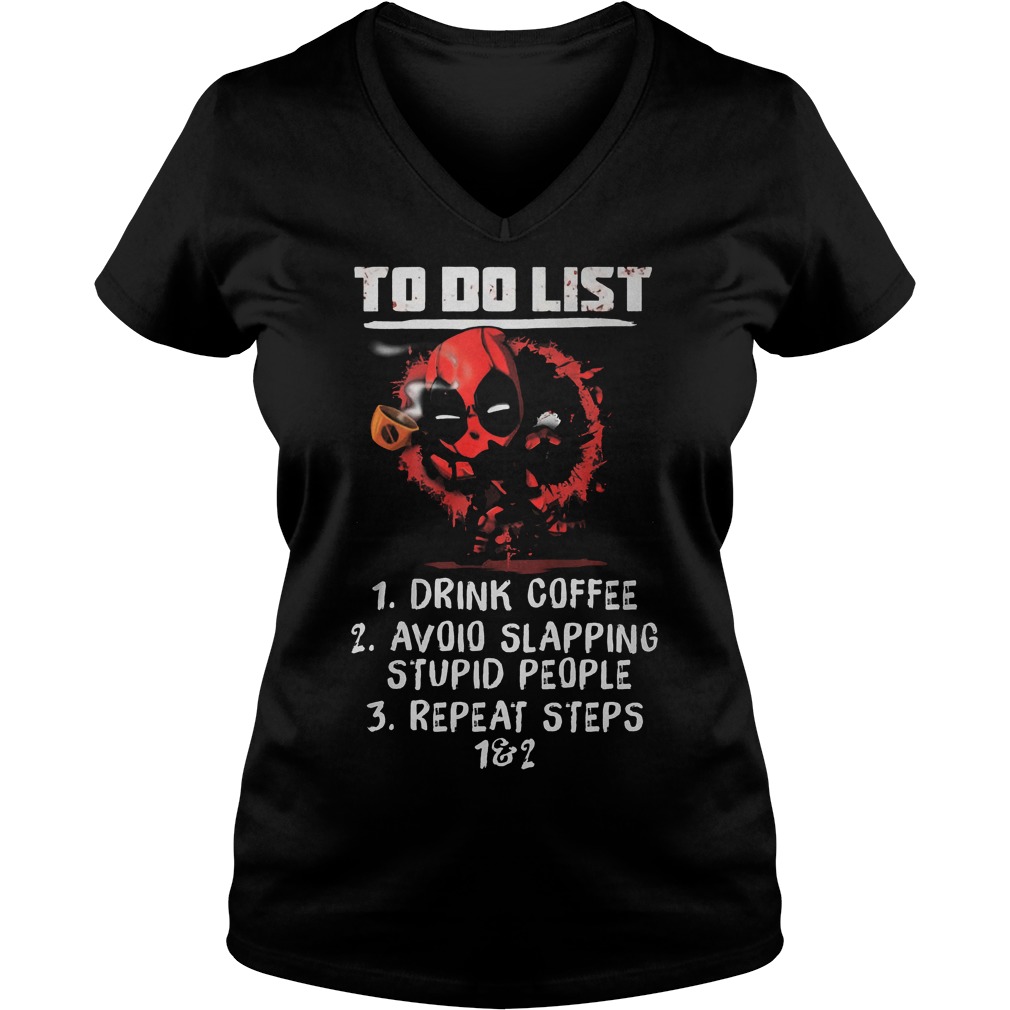 Deadpool To Do List Drink Coffee V Neck