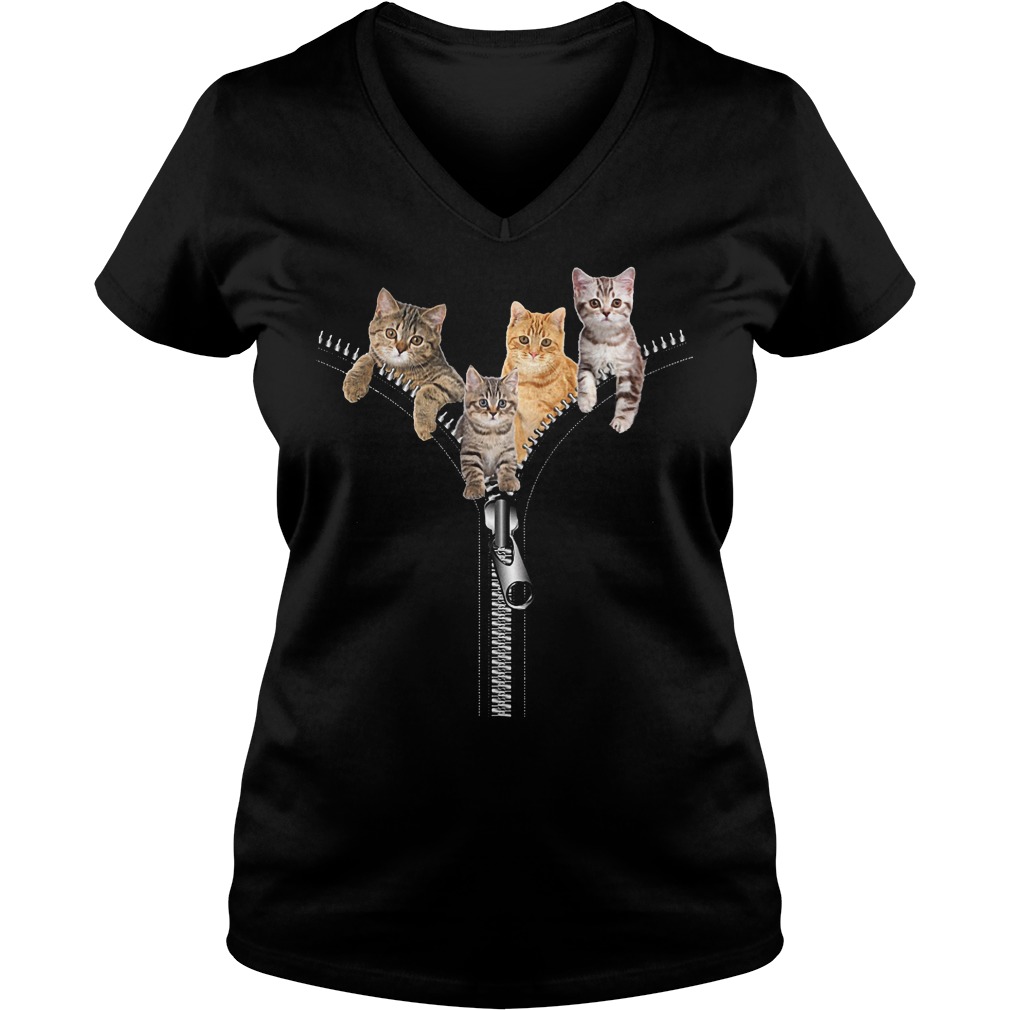 Four Cats And Zipper V Neck