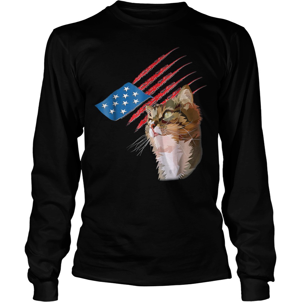 4th Of July Patriotic American Cat Longsleeve