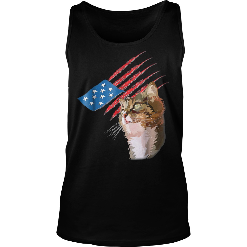 4th Of July Patriotic American Cat Tanktop