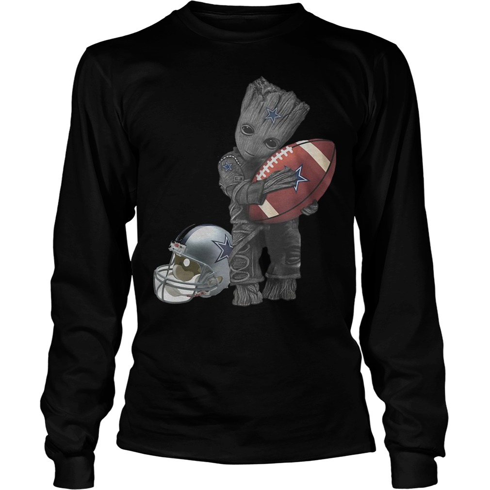 Baby Groot Hug Dallas Cowboy And A Helmet Longsleeve