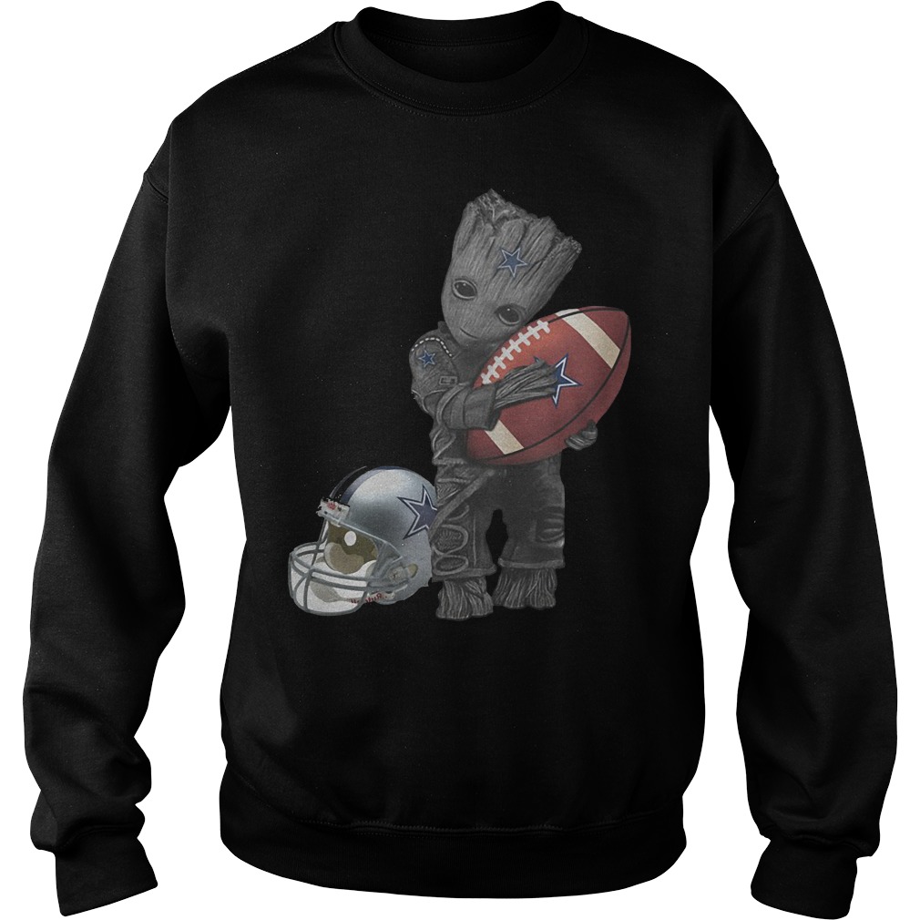 Baby Groot Hug Dallas Cowboy And A Helmet Sweater