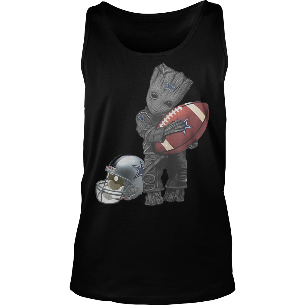 Baby Groot Hug Dallas Cowboy And A Helmet Tanktop