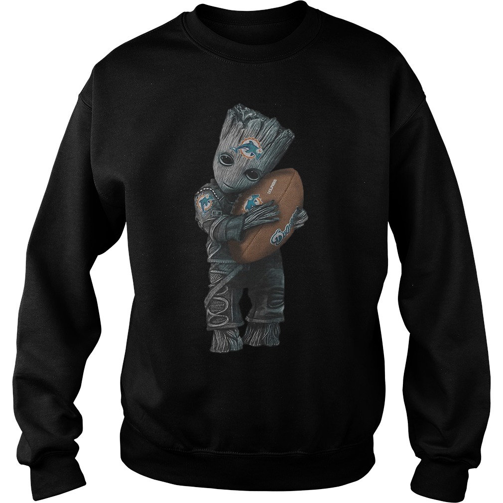 Baby Groot Hugs Miami Dolphins Sweater