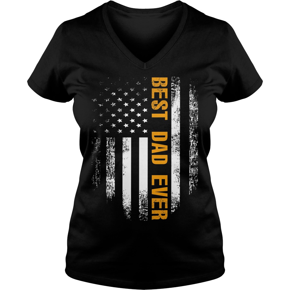 Best Dad Ever American Flag V Neck