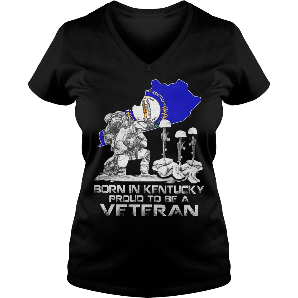 Born In Kentucky Proud To Be A Veteran V Neck