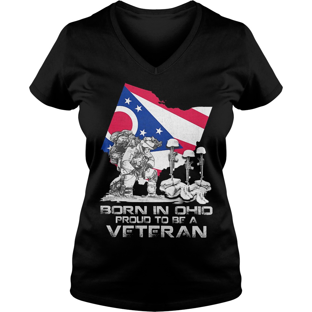 Born In Ohio Proud To Be A Veteran V Neck