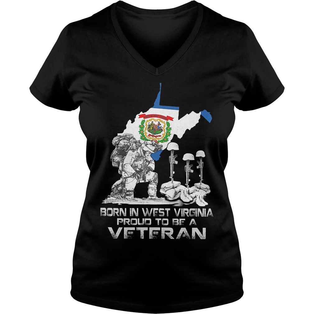 Born In West Virginia Proud To Be A Veteran V Neck