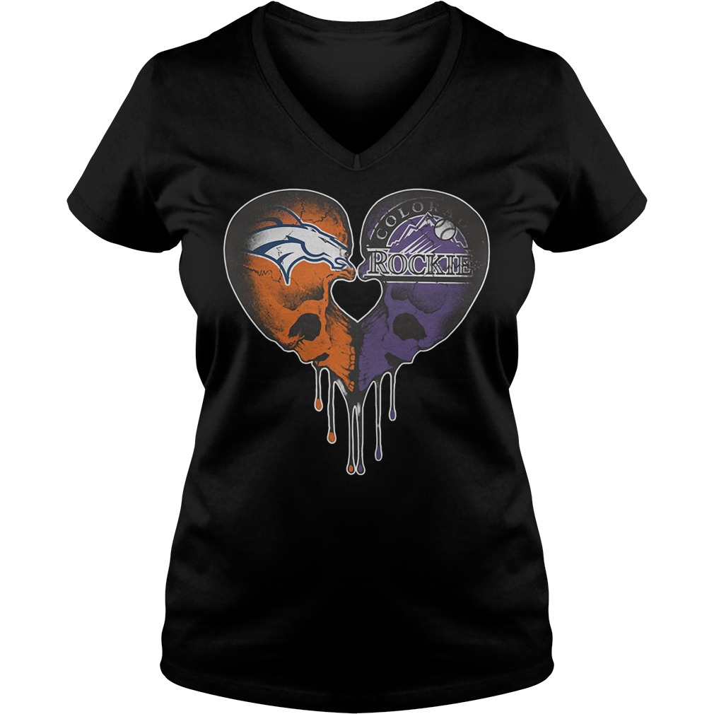 Broncos Rockies Skull Love V Neck