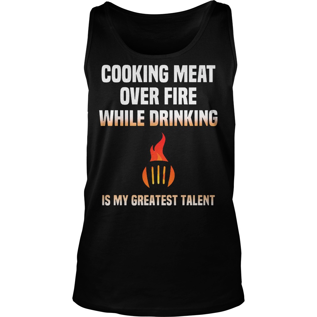 Cooking Meat Over Fire While Drinking Tanktop