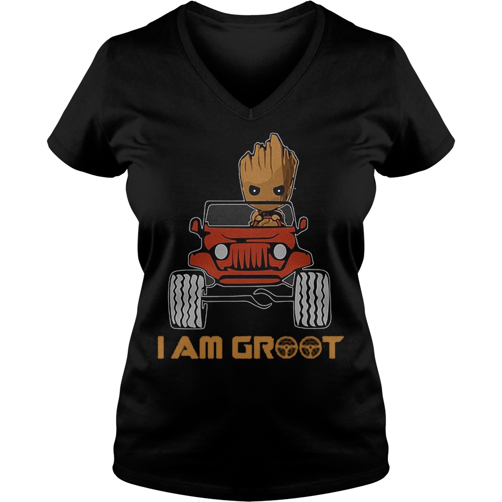 Jeep And Groot I Am Groot V Neck