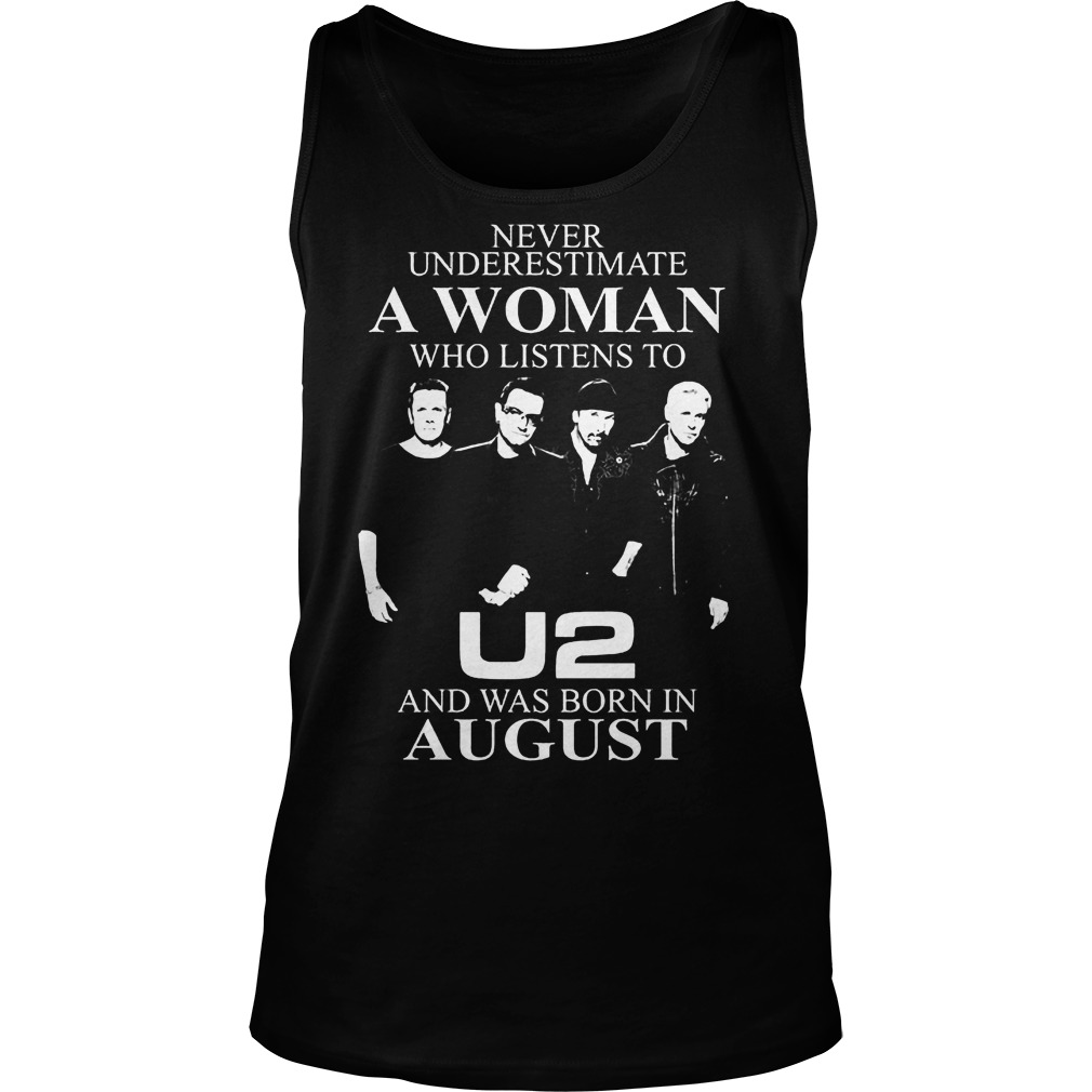 Never Underestimate A Woman Who Listens To U2 Born In August Tanktop