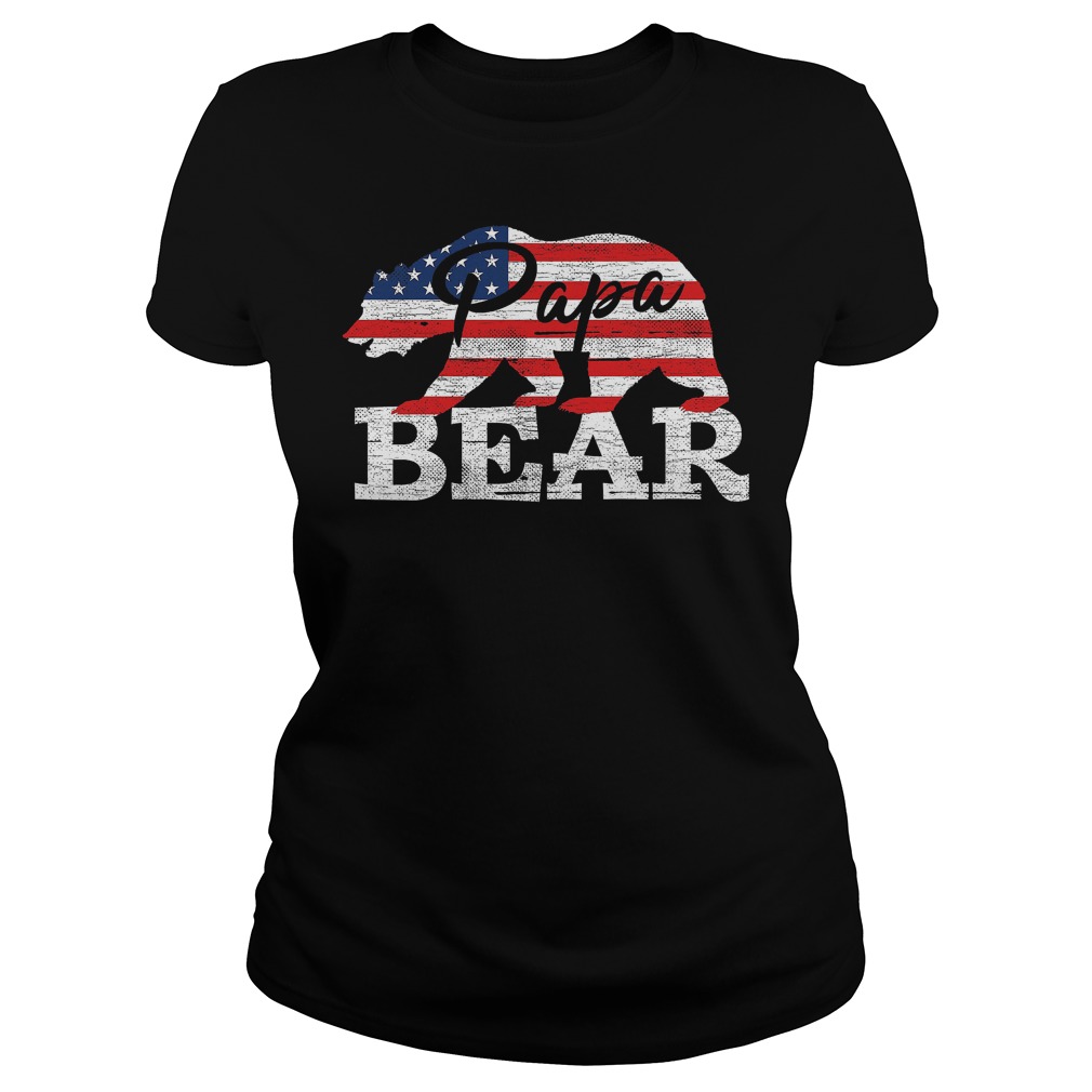 Papa Bear In American Flag Ladies