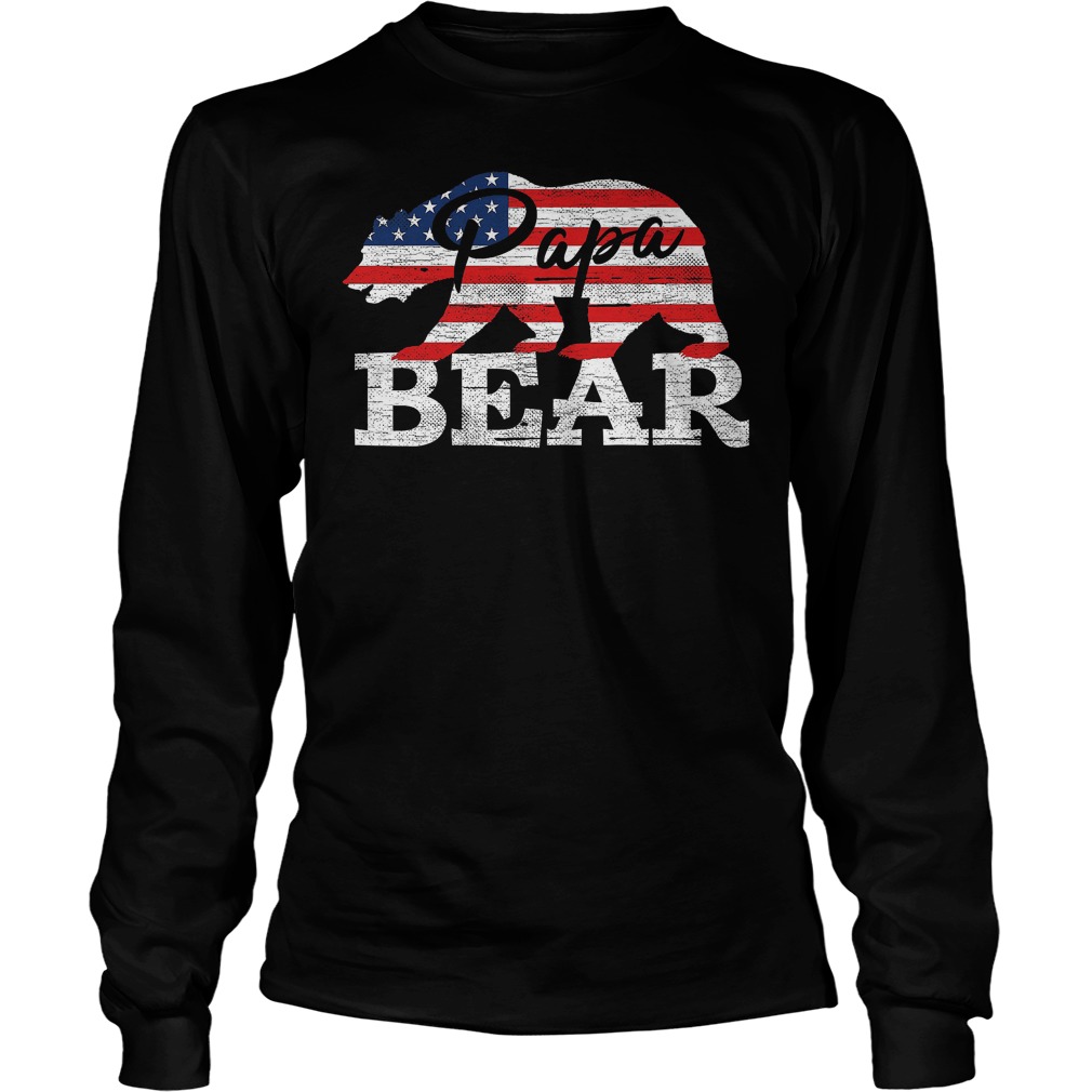 Papa Bear In American Flag Longsleeve