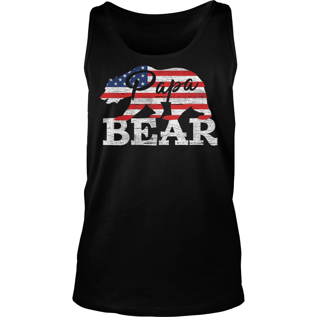 Papa Bear In American Flag Tanktop