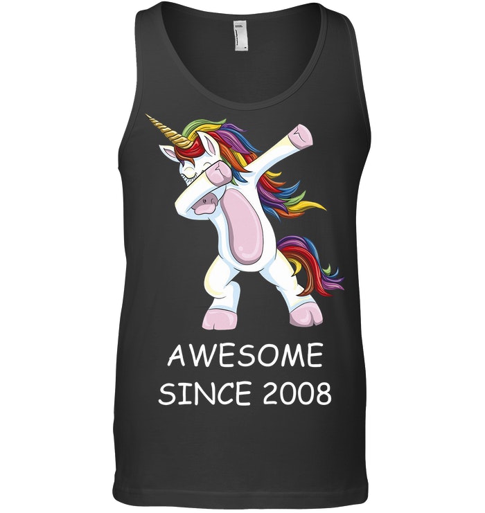 Awesome Since 2008 Dabbing Unicorn 10th Birthday Tanktop