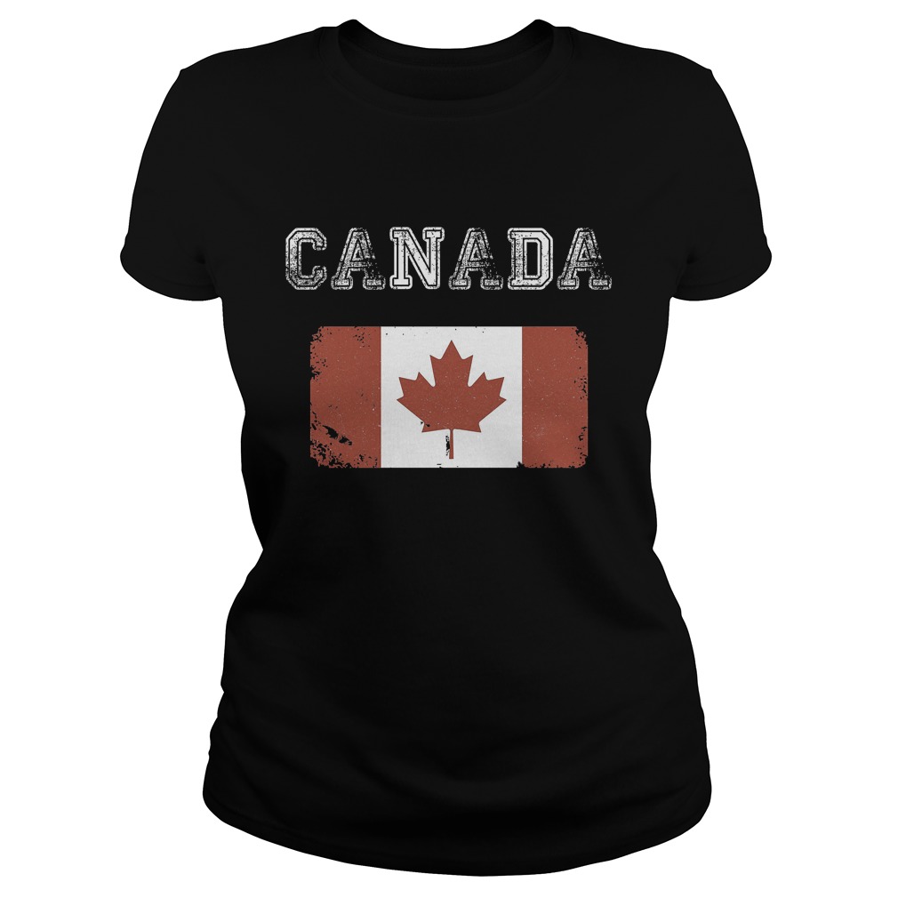 Canada Day Vintage Canada Flag T-Shirt Ladies Tee