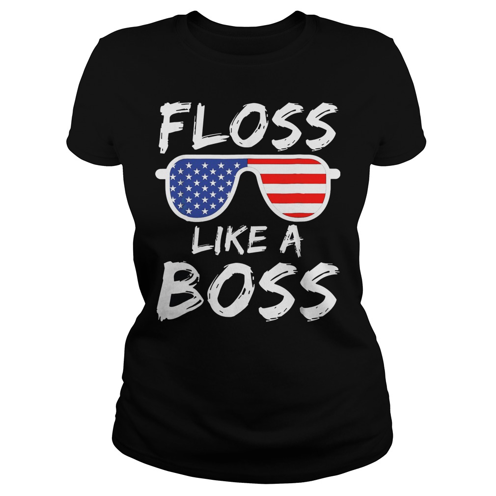 Floss Like A Boss America Glasses 4th Of July T-Shirt Ladies Tee