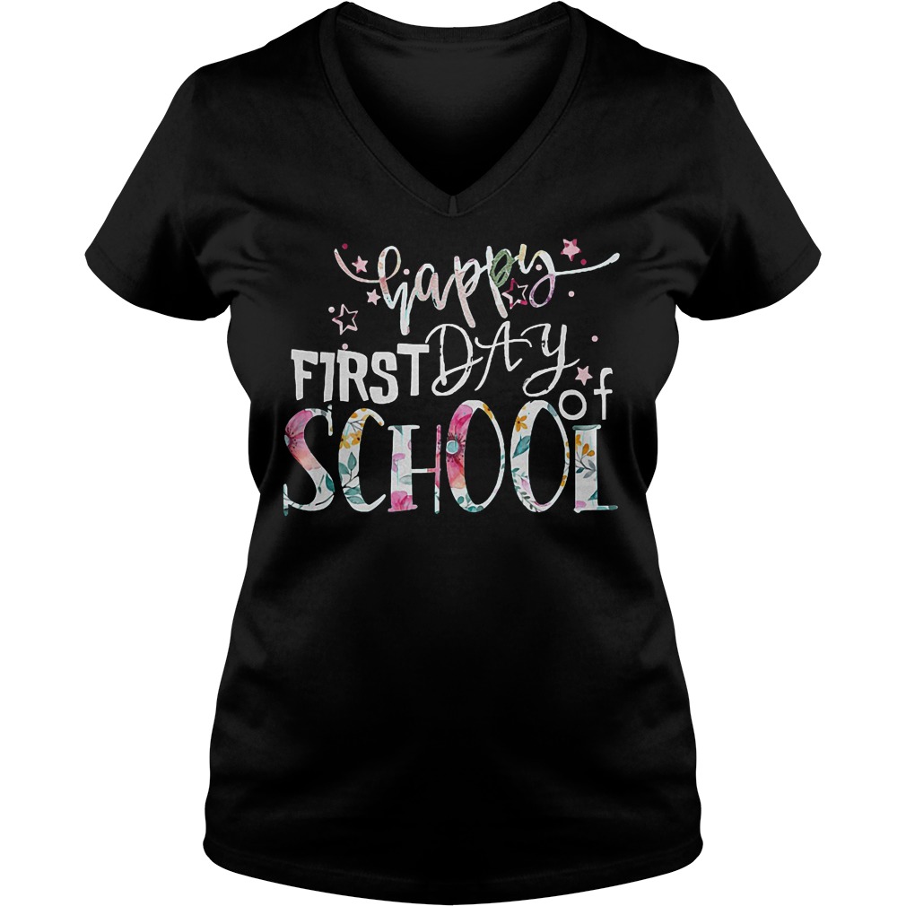 Happy First Day Of School T-Shirt Ladies V-Neck