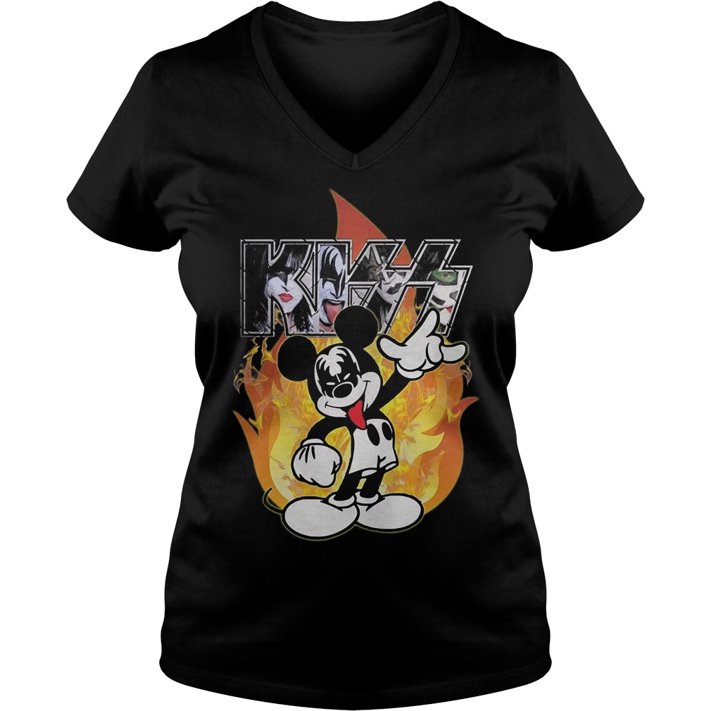 Kiss Mickey Mouse T-Shirt Ladies V-Neck