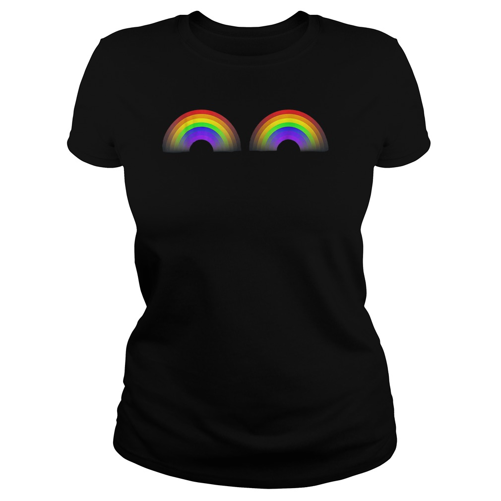 LGBT Pride Boobs Love Is Love 2018 T-Shirt Ladies Tee