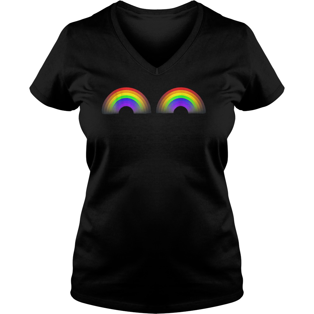 LGBT Pride Boobs Love Is Love 2018 T-Shirt Ladies V-Neck