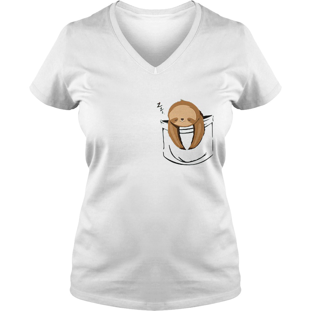 Pocket Sloth T-Shirt Ladies V-Neck