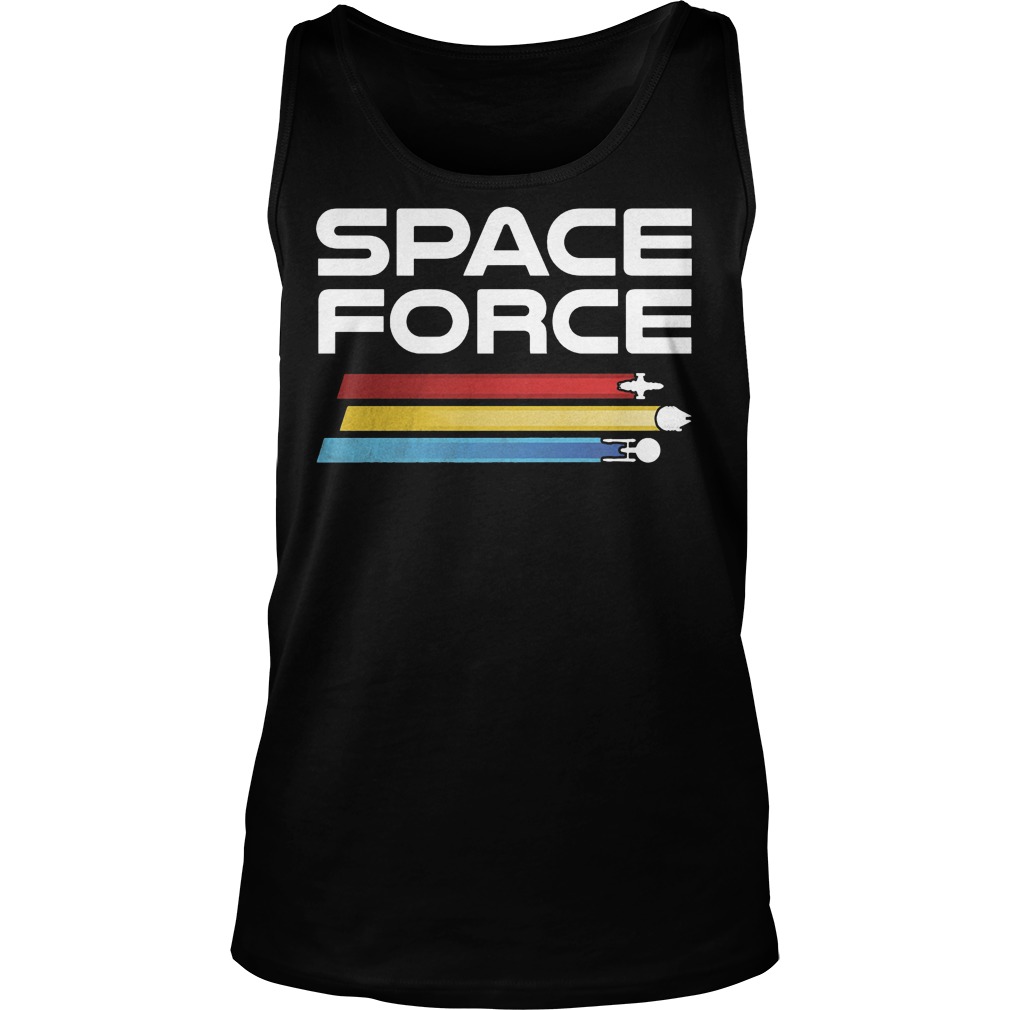 Trumps Space Force Ussf With Star Wars With Firefly With Star Trek Tanktop