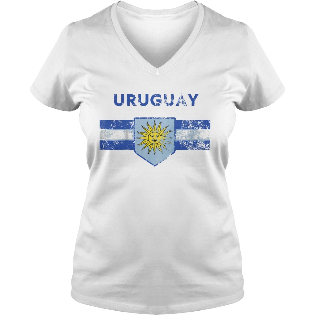Uruguay Flag Soccer Jersey 2018 T-Shirt Ladies V-Neck
