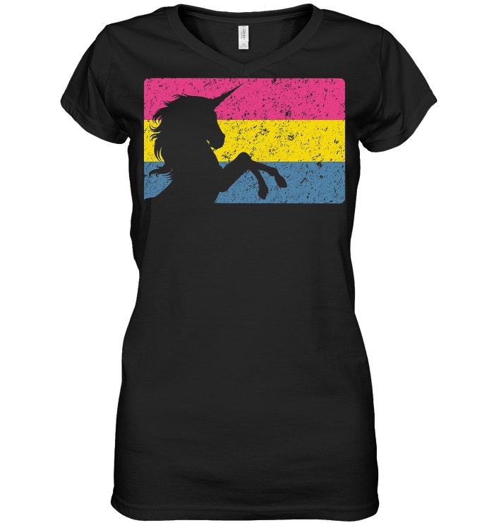 Vintage Pansexual Unicorn Pride Flag V Neck
