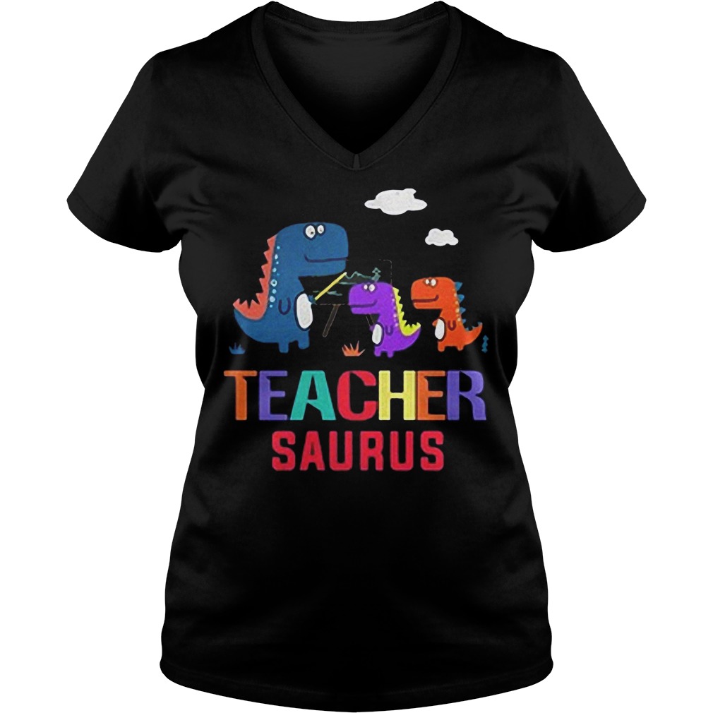 Dinosaurus Teacher Saurus shirt Ladies V-Neck
