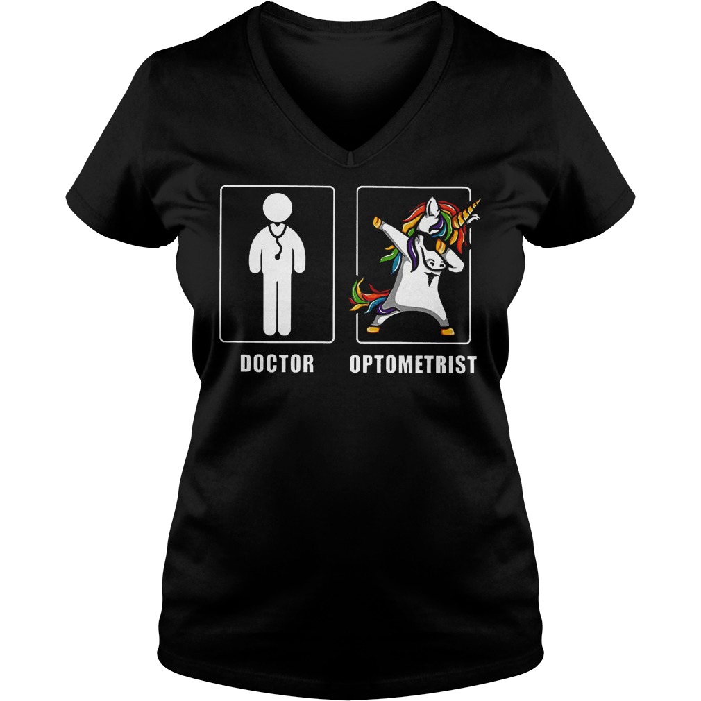 Doctor Optometrist Unicorn Dabbing Shirt Ladies V-Neck