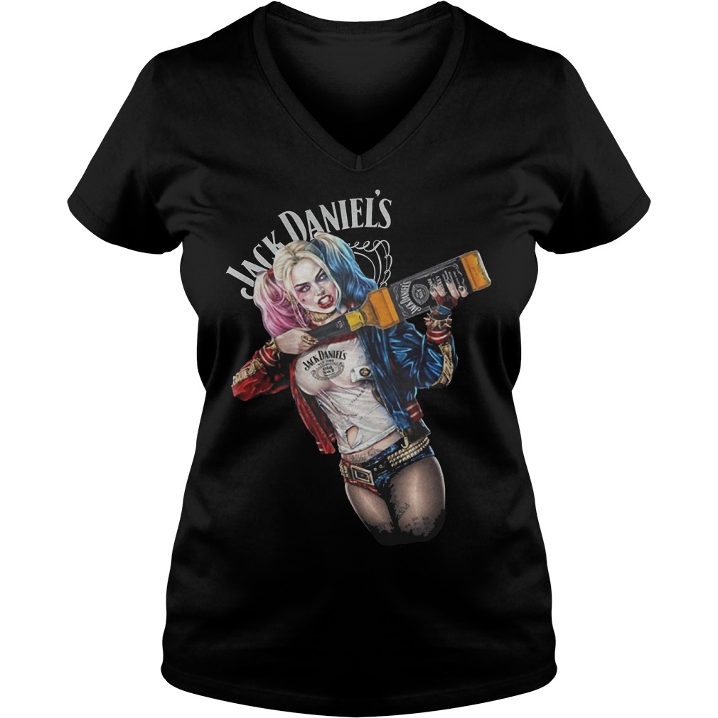 Harley Quinn Jack Daniel's Whiskey Shirt Ladies V-Neck