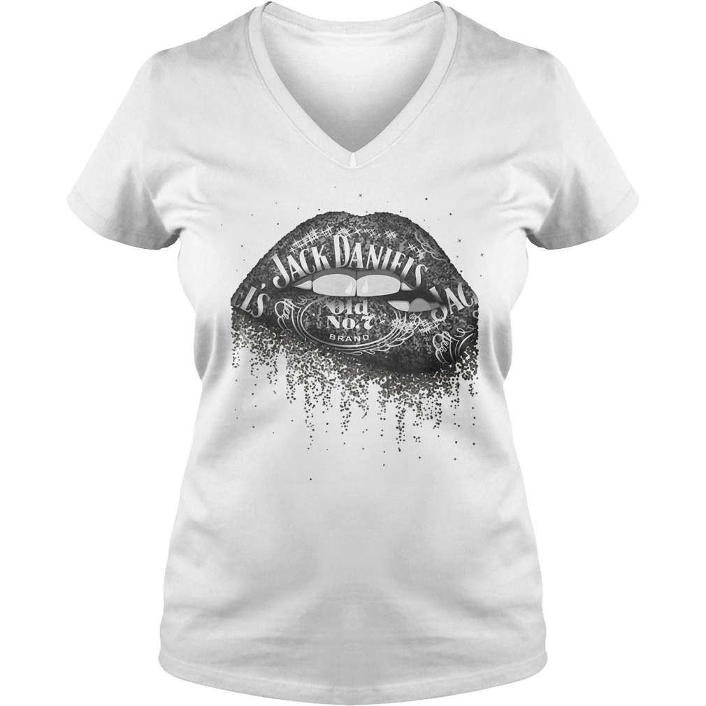 Jack Daniels Lips shirt Ladies V-Neck