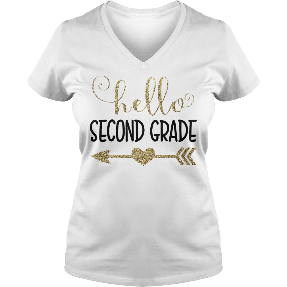 Kids Hello Second Grade Shirt Ladies V-Neck