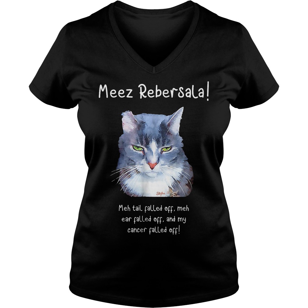 Meez Rebersala Adorable Cancer-fighting Kitty Shirt Ladies V-Neck