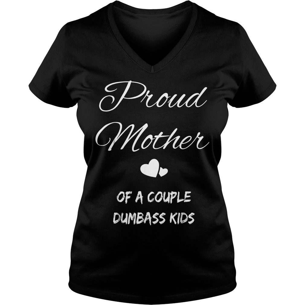 Proud Mother Of A Couple Dumbass Kids Shirt Ladies V-Neck