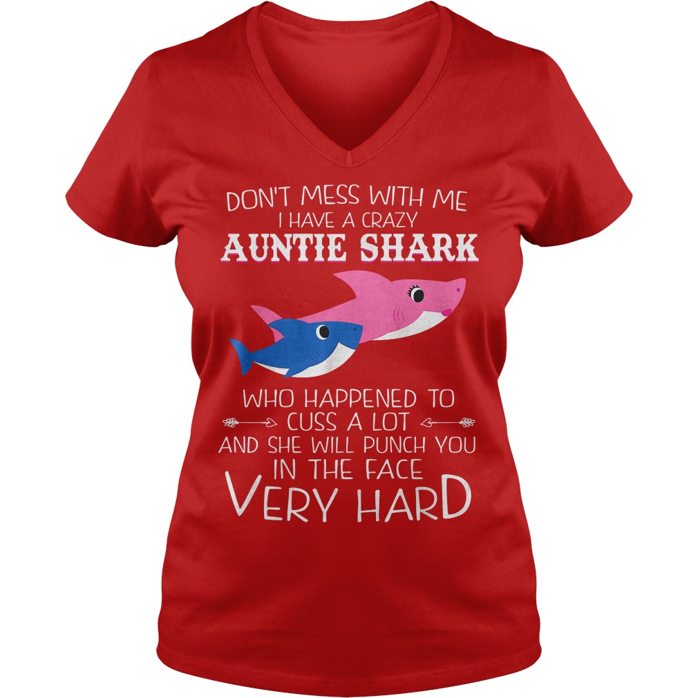 Auntie shark who happened to cuss a lot shirt Ladies V-Neck