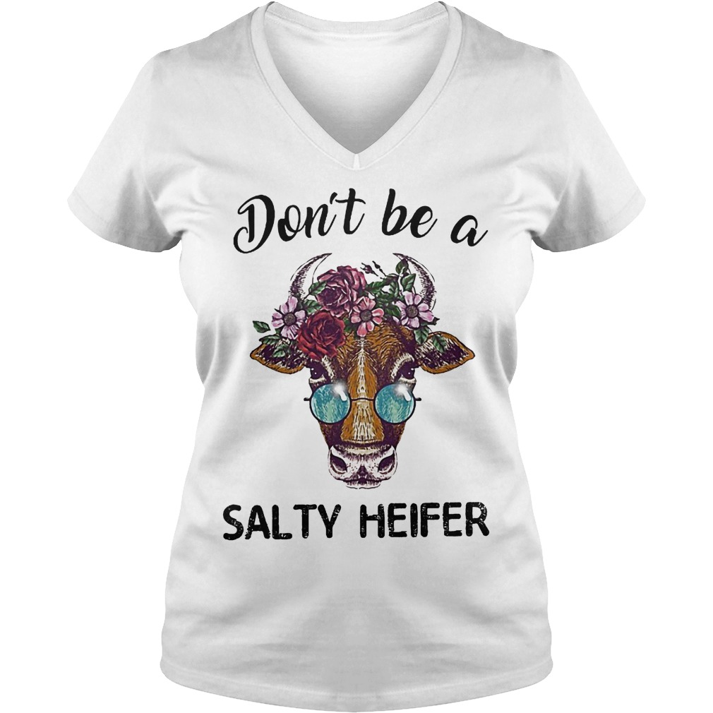 Farmer don't be a salty heifer shirt Ladies V-Neck