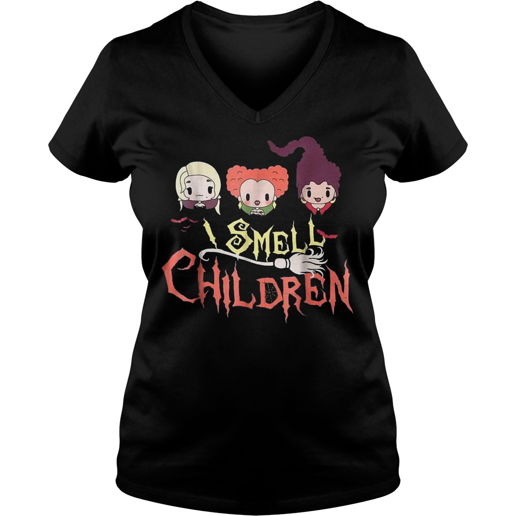 I smell children Hocus Pocus witch Halloween shirt Ladies V-Neck