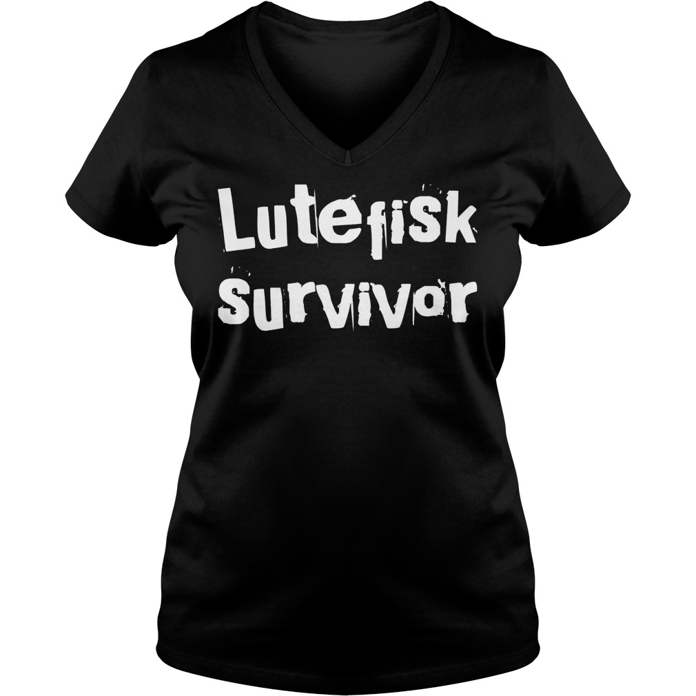 Lutefisk survivor shirt Ladies V-Neck