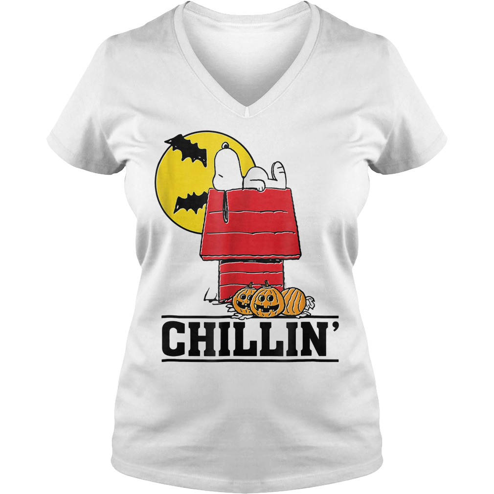 Peanuts Halloween Snoopy Chillin Shirt Ladies V-Neck