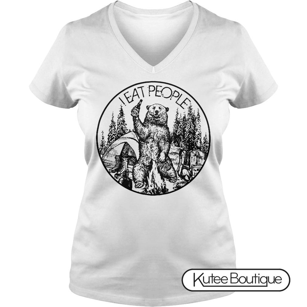 Premium Camping bear i eat people Shirt Ladies V-Neck