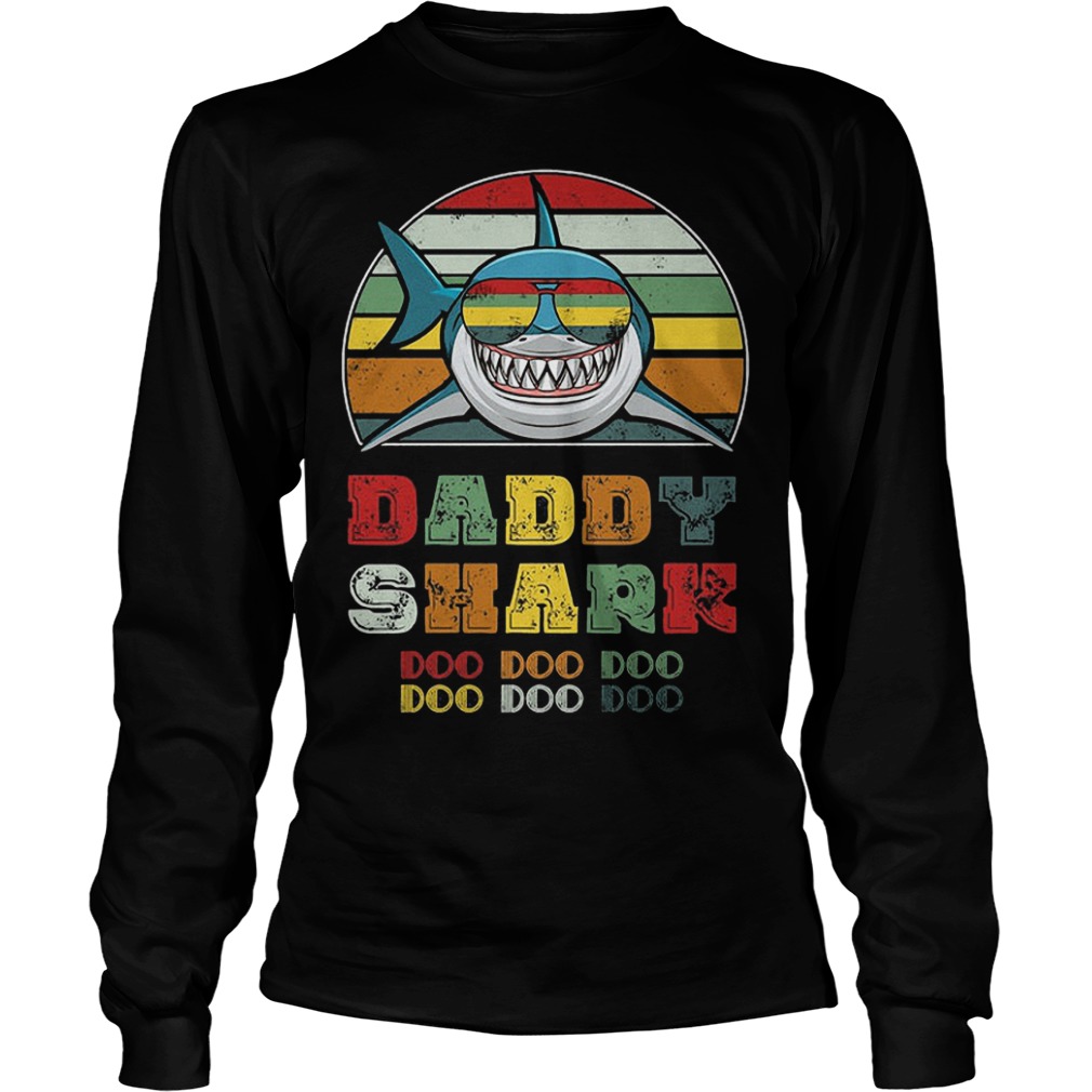 Retro style Daddy shark Shirt Longsleeve Tee Unisex