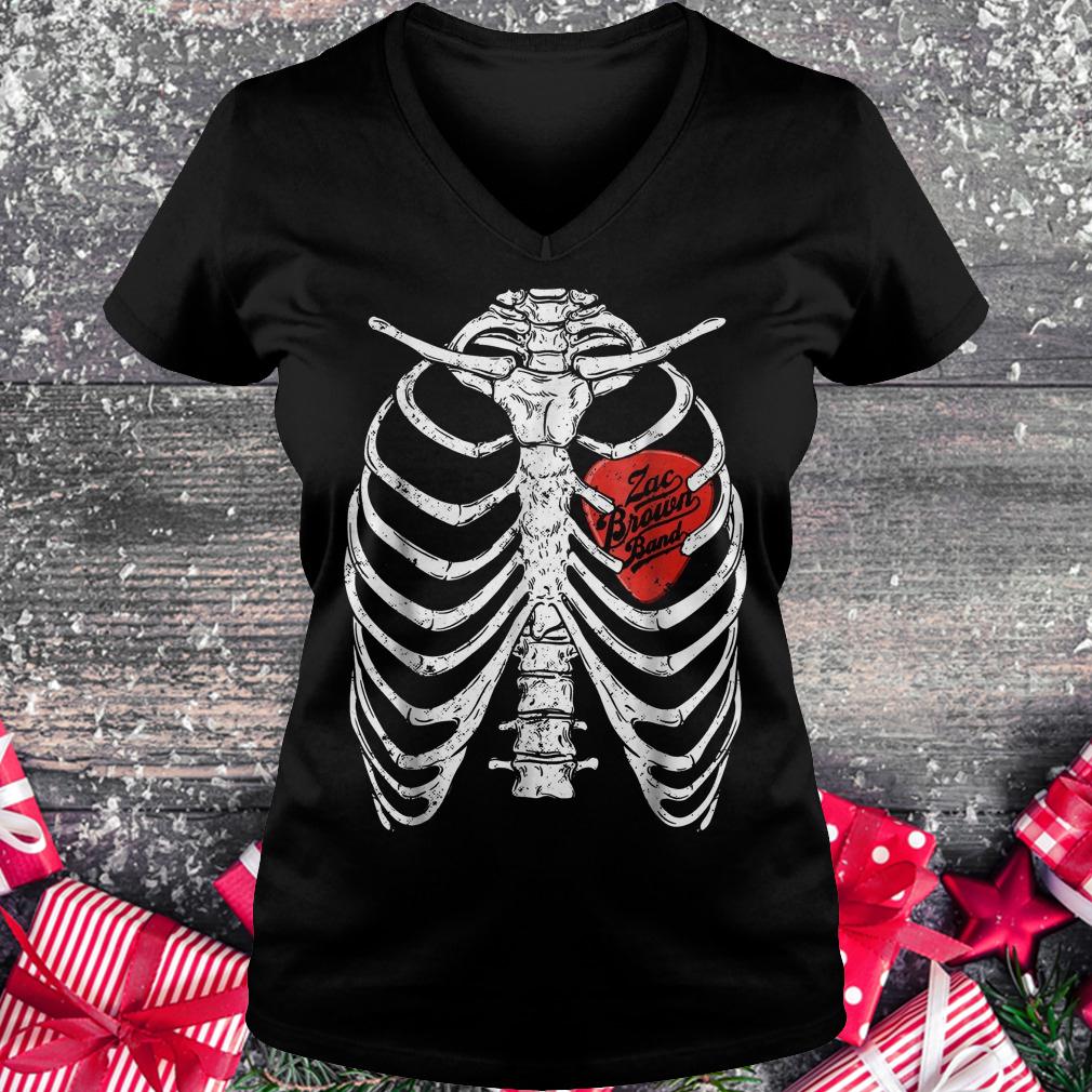 Halloween Zac Brown Band skeleton rib cage shirt Ladies V-Neck