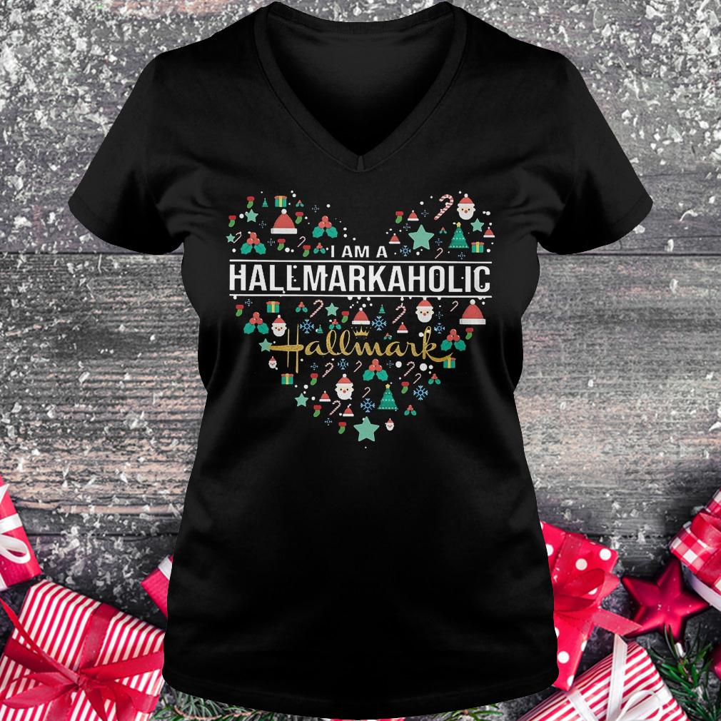 I am a hallmarkaholic hallmark Christmas shirt Ladies V-Neck