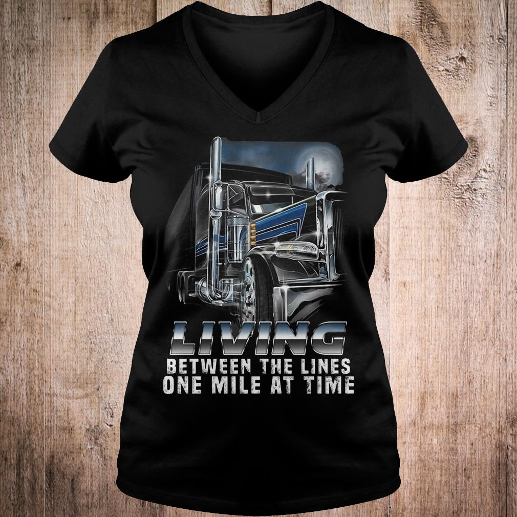 Living between the lines one mile at time shirt Ladies V-Neck