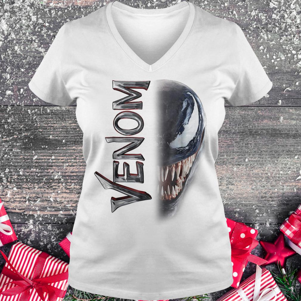 Marvel venom split down the middle Grin shirt Ladies V-Neck