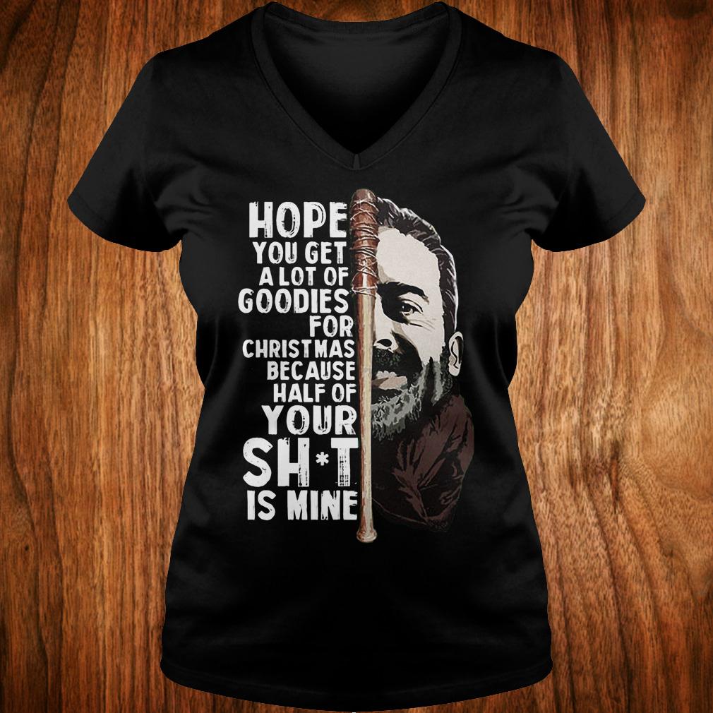 Negan hope you get a lot of goodies for Christmas because half of your shirt Ladies V-Neck