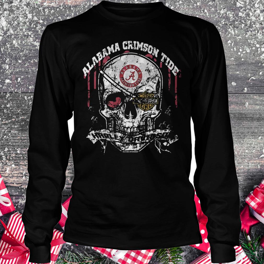 Skull Alabama Crimson Tide Harley Davidson shirt Longsleeve Tee Unisex